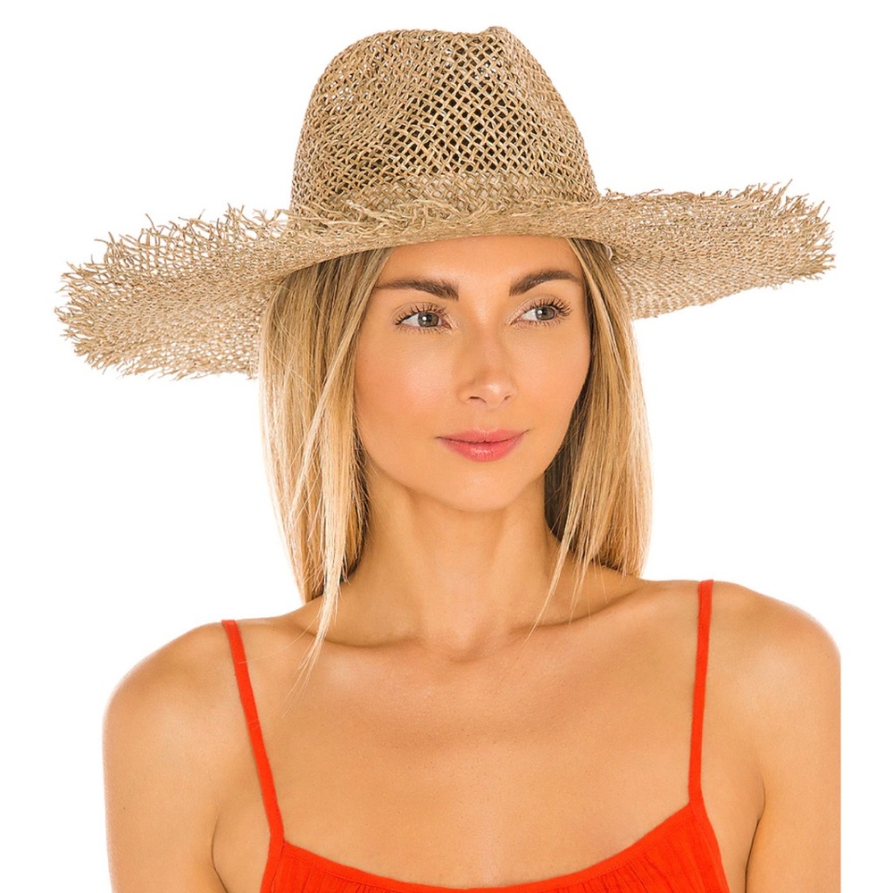 Lack Of Color Natural Straw Frayed Wide-Brim Fedora
